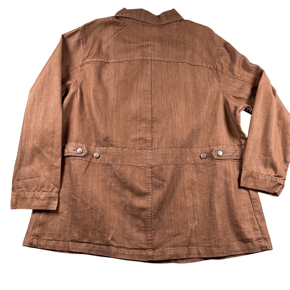 ROAMANS Womens Brown Denim Button Up Jacket Size‎ 24W Utility Style - Picture 2 of 6
